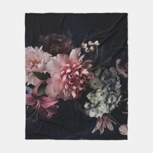 Vintage flowers. Peonies, tulips, lily, hydrangea  Fleece Blanket