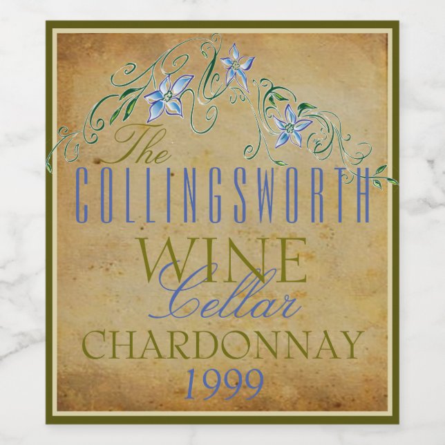 Vintage Flowers Personalised Wine Bottle Label (Single Label)