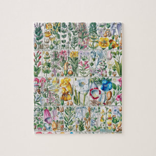 Vintage Flowers Pink Nature Unique Fun Art Jigsaw Puzzle