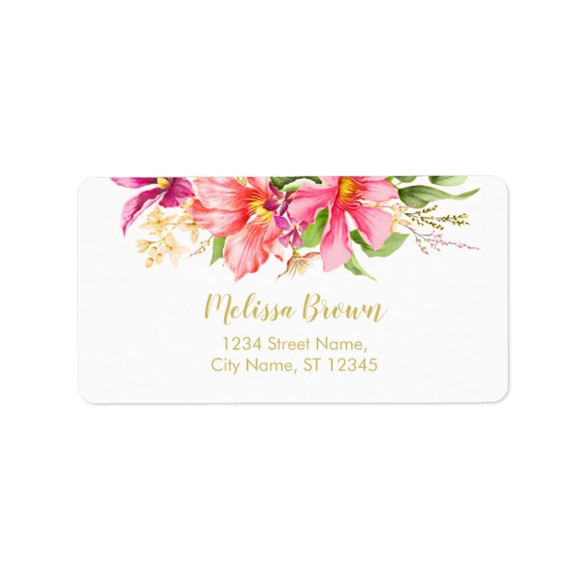 Vintage Flowers Pink Pastel Address Labels (Front)