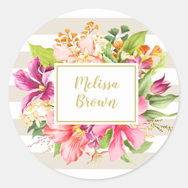 Vintage Flowers Pink Pastel Chic Elegant Sticker (Front)