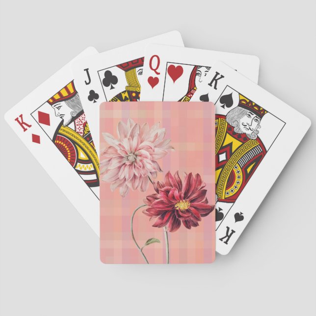 Vintage Flowers Pink Playing Cards (Back)
