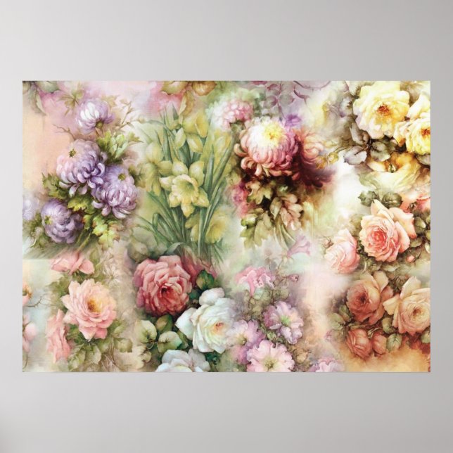 Vintage Flowers Poster (Front)