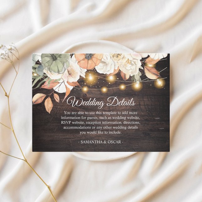 Vintage Flowers & Pumpkin Autumn  Enclosure Card (Creator Uploaded)