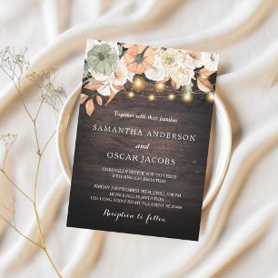 Vintage Flowers & Pumpkin Autumn  Invitation