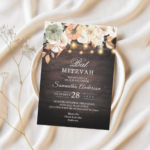 Vintage Flowers & Pumpkin Autumn  Invitation