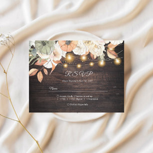 Vintage Flowers & Pumpkin Autumn  Invitation Postcard