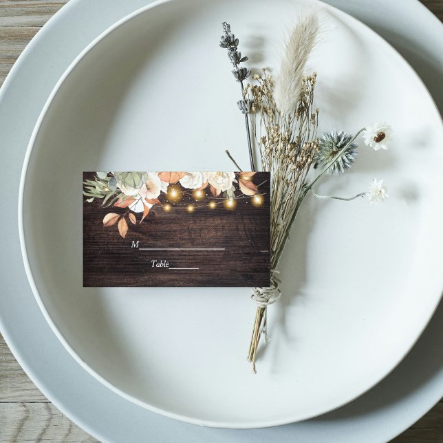 Vintage Flowers & Pumpkin Autumn  Place Card (Creator Uploaded)