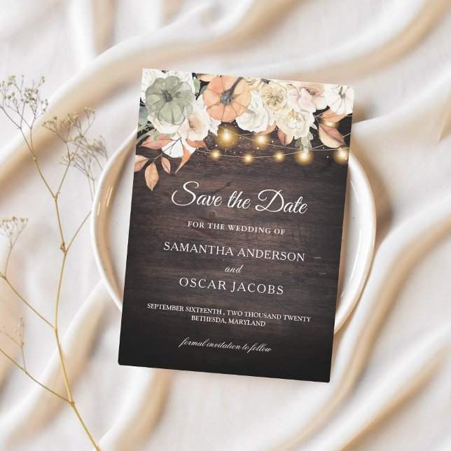 Vintage Flowers & Pumpkin Autumn  Save The Date (Creator Uploaded)