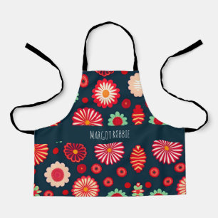 Vintage Flowers Rainbow Retro Floral Pattern Apron