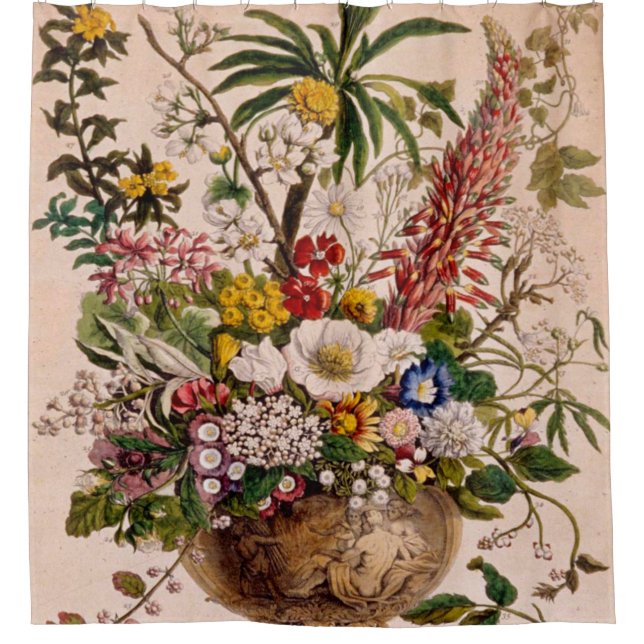 Vintage flowers retro classic Victorian Shower Curtain (Front)