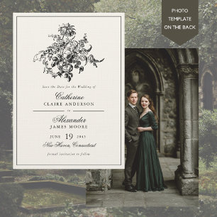 Vintage Flowers Romantic Floral Photo Wedding Save The Date