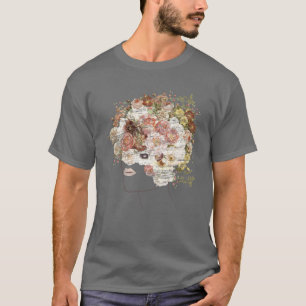 Vintage Flowers Roses Peonies Magnolia Floral Crow T-Shirt