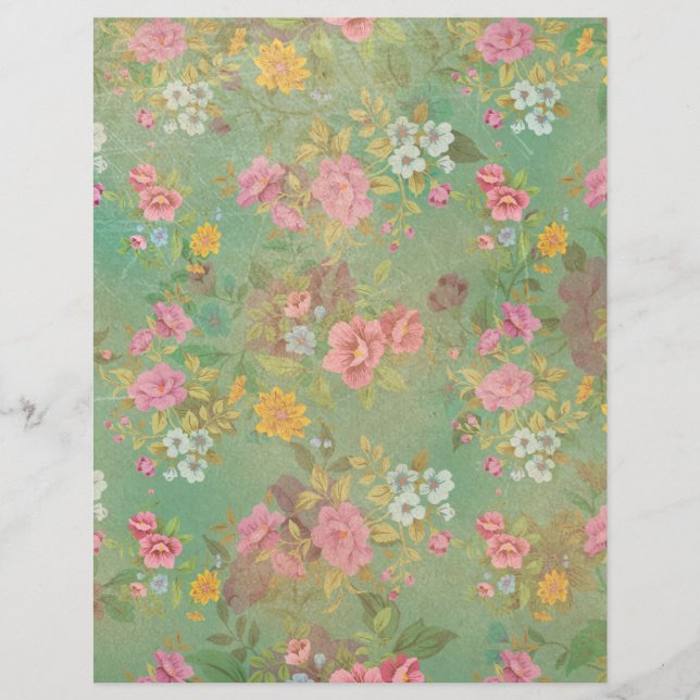 Vintage Flowers Scrapbook Paper (Front)