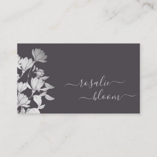 Vintage Flowers Simple Floral Pattern Dark Grey Business Card
