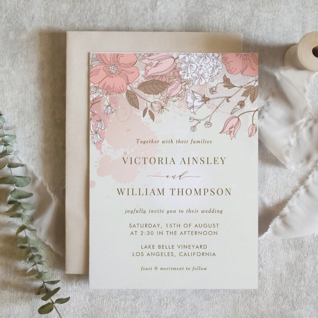 Vintage Flowers Spring Garden Wedding Invitation (Vintage Floral Wedding Invitation)