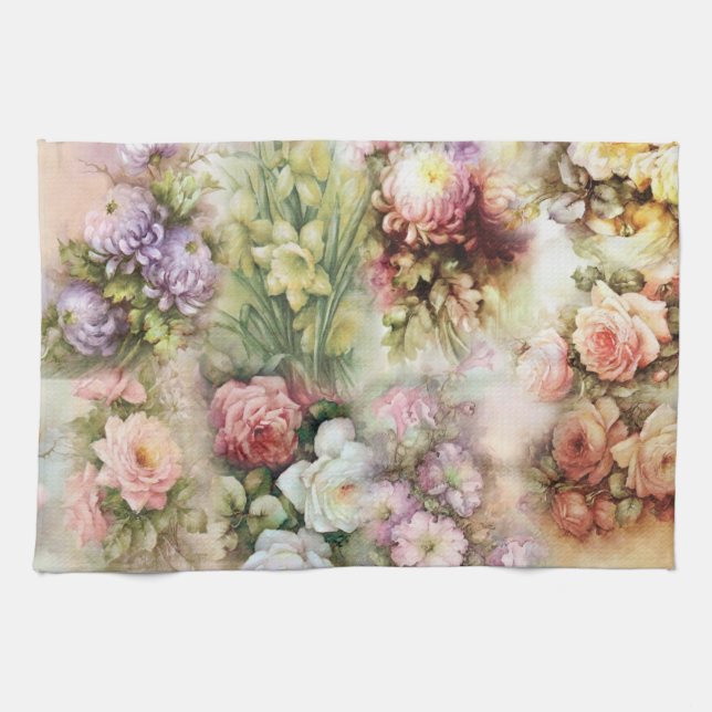 Vintage Flowers Tea Towel (Horizontal)