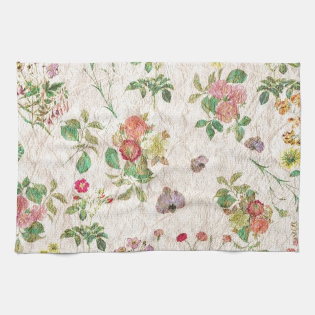 Vintage Flowers  Tea Towel (Horizontal)