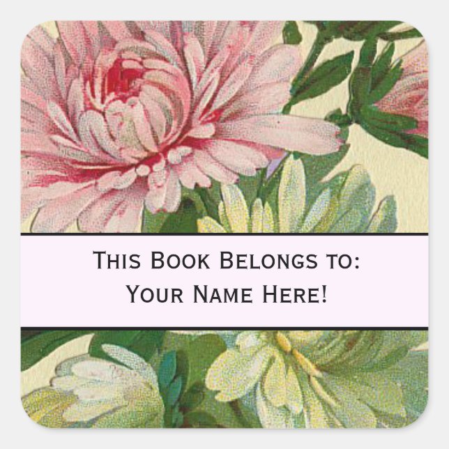Vintage Flowers 'This Book belongs to' Sticker (Front)