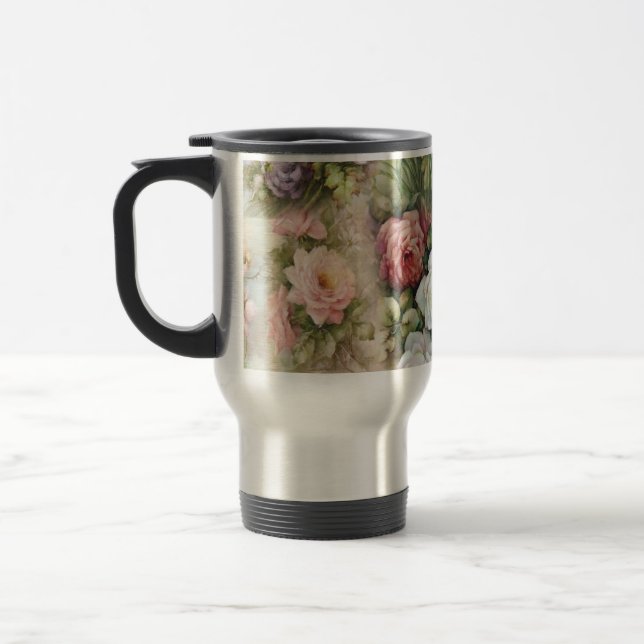Vintage Flowers Travel Mug (Left)