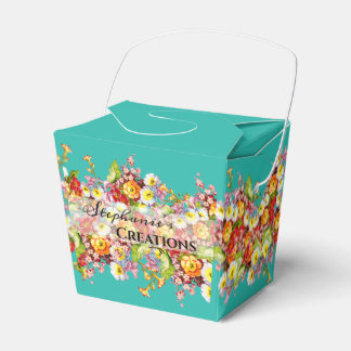Vintage Flowers Turquoise Feminine Professional Favour Box