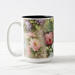 Vintage Flowers Two-Tone Coffee Mug