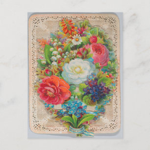 Vintage Flowers Valentines Day Holiday Postcard
