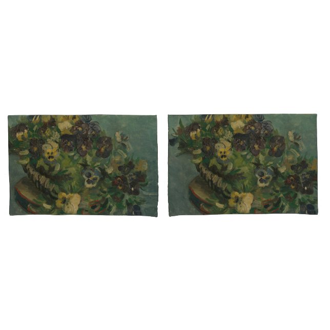 Vintage Flowers Van Gogh Basket of Pansies Pillowcase (Front-Set)