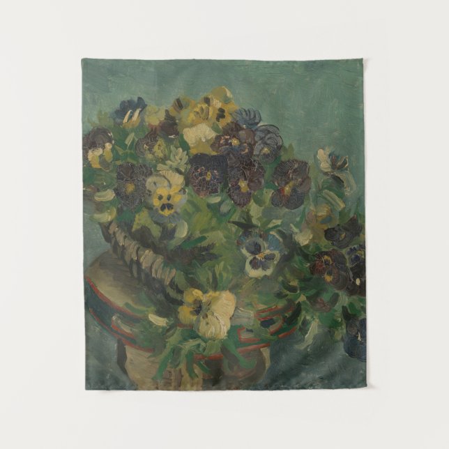 Vintage Flowers Van Gogh Basket of Pansies Tapestry (Front)