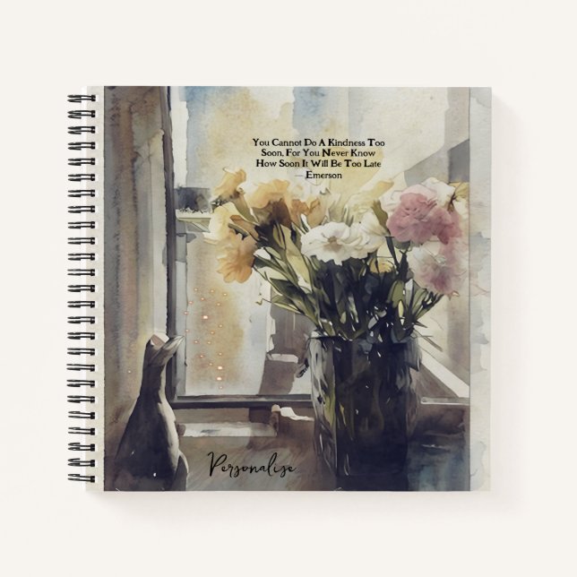 Vintage Flowers Vase Emerson Quote Journal (Front)