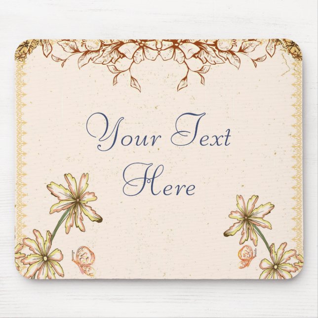 Vintage Flowers Wedding Mouse Mat (Front)