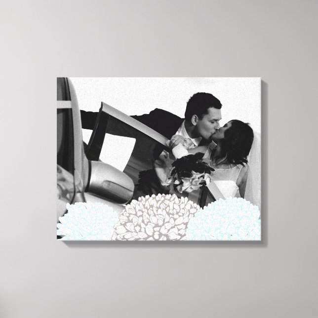 Vintage Flowers Wedding Photo Template Canvas (Front)