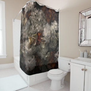 Vintage Flowers White And Rust Hydrangea Botanical Shower Curtain