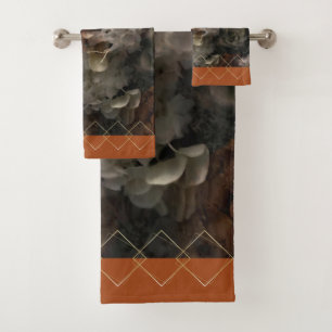 Vintage Flowers White And Rust Hydrangea Squares Bath Towel Set