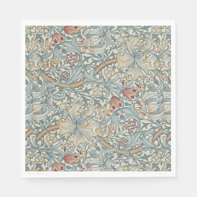 Vintage Flowers William Morris Golden Lily     Napkin (Front)