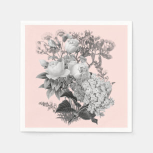 Vintage Flowers with Dusty Pink Napkin