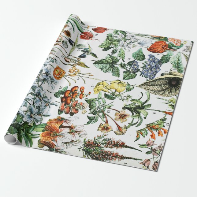 Vintage Flowers Wrapping Paper (Unrolled)