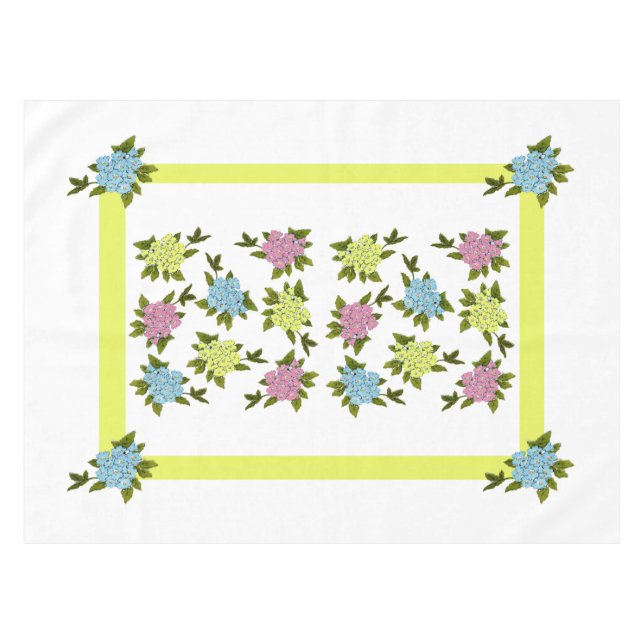 Vintage Flowers Yellow 52 X 70 Tablecloth (Front (Horizontal))