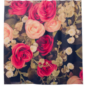 Vintage Flowersflower, vintage, floral, mother, da Shower Curtain
