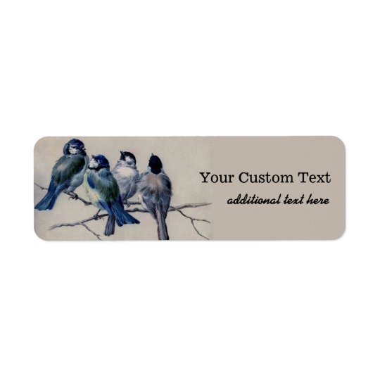 Vintage Fluffy Birds on Branches Return Address Label