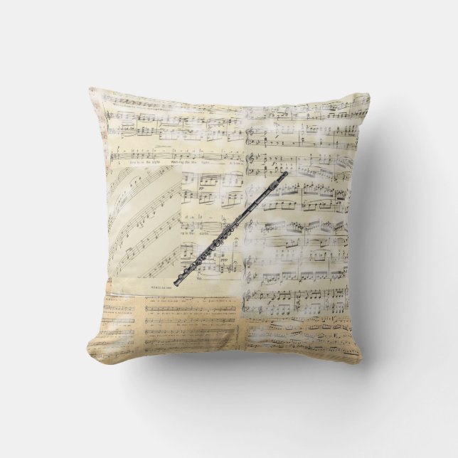 Vintage Flute Music Pillow (Front)