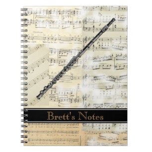 Vintage Flute Music Spiral Notebook
