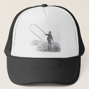 Vintage Fly Fishing Art Baseball Cap