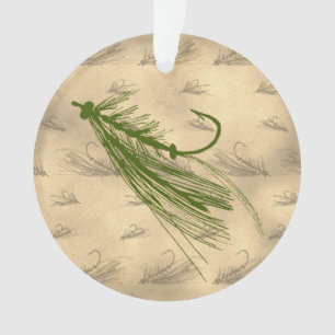 Vintage Fly Fishing Art Ornament
