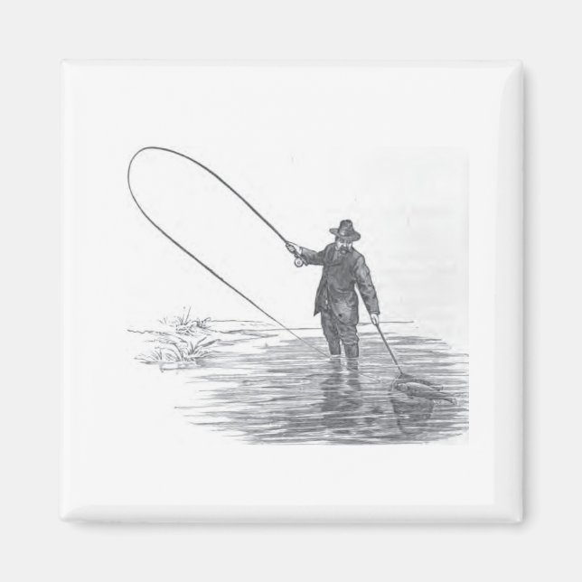 Vintage Fly Fishing Art Refrigerator Magnet (Front)
