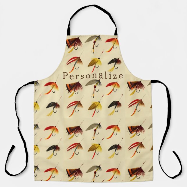 Vintage fly fishing lake fliers lures fisherman apron (Front)