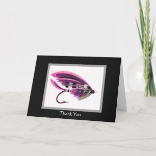 Vintage Fly fishing lure "Thank you" card