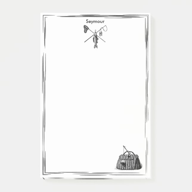Vintage Fly Fishing Monogrammed Post-It Notes (Front)