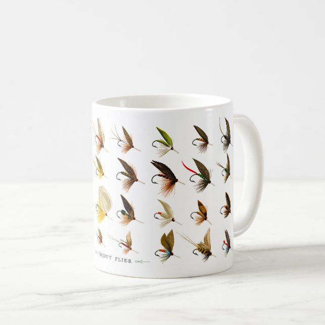 Vintage Fly-Fishing Trout Flies Mug  (Front Right)