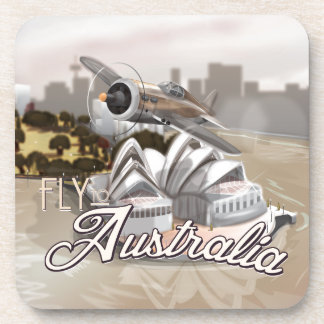 Vintage Fly To Australia Coaster